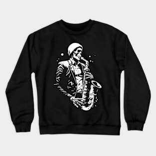 skeleton plays the saxophone Crewneck Sweatshirt